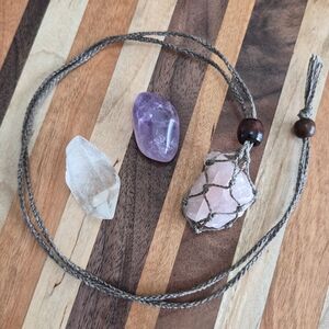 Interchangeable Crystal Necklace Set – Amethyst Rose Quartz Clear Quartz